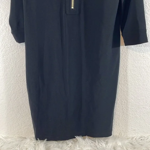 BOSTON PROPER Black Knit Dress Gold Zippers Size Medium - Picture 3 of 8
